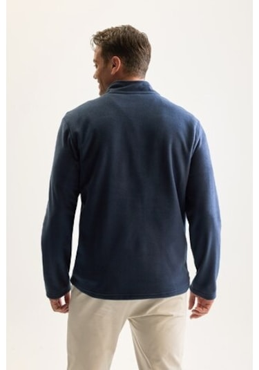 DeFacto Lacivert Tüylenme Yapmayan Soğuk Geçirmez Regular Fit Dik Yaka Fermuarlı Polar Sweatshirt Y3996AZNSIN257