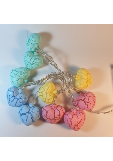 Hdmarketim Rengarenk Çatlak Kalp 10'lu Dekoratif Led Lamba (2 Met