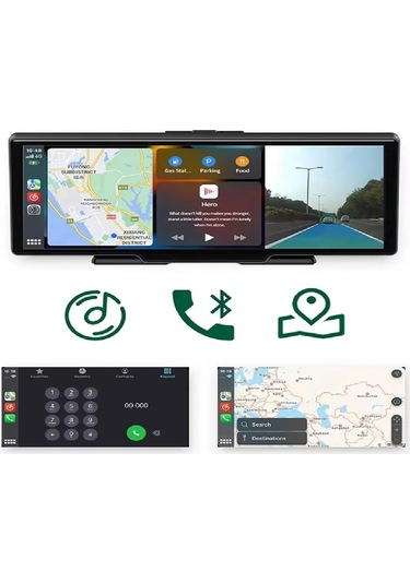 Carplay & Android Auto Destekli Çift Kameralı Araç İçi Monitör