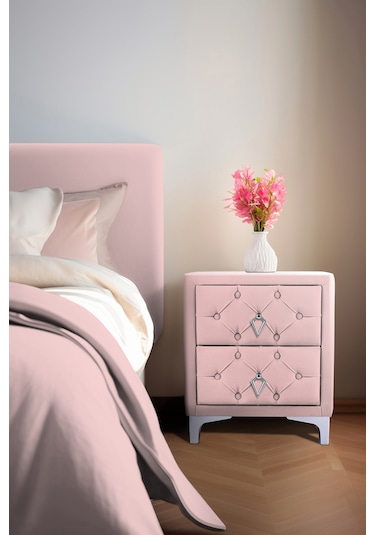 Ruby 2 Çekmeceli Komodin-silver Model Kapitoneli Yatak Odası İki Çekmeceli Komodin&şifonyer Modeli Pembe Ruby 2 Çekmeceli Komodin-silver Model Kapitoneli Yatak Odası İki Çekmeceli Komodin&şifonyer Modeli Pembe