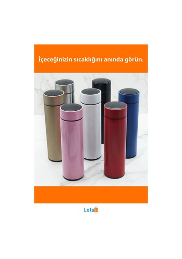 Dijital Sıcaklık Göstergeli Paslanmaz Çelik Termos 500 Ml Çok Renkli
