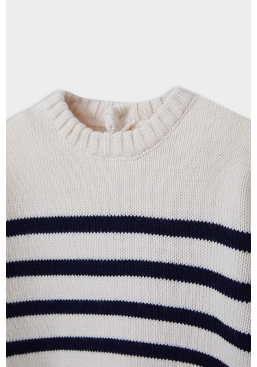 Defacto Erkek Bebek Bisiklet Yaka Çizgili Kazak A3858a525auer42 Ekru