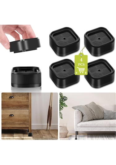 Hombey 8 Adet Yüksek Dayanıklı Masa Sandalye Divan Yükseklik Artırıcı, 1-3 İnç Ayarlanabilir, Siyah Plastik Mobilya Raise Blokları