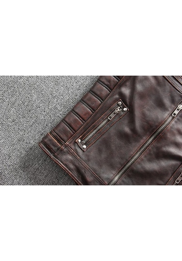 Motorcu Yelek Eskitme Hakiki Deri