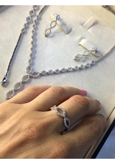 Mekik 925 Ayar Gümüş Su Yolu Set Işıklı Kutuda Düğün Nişan Söz Gelin Seti Takımı