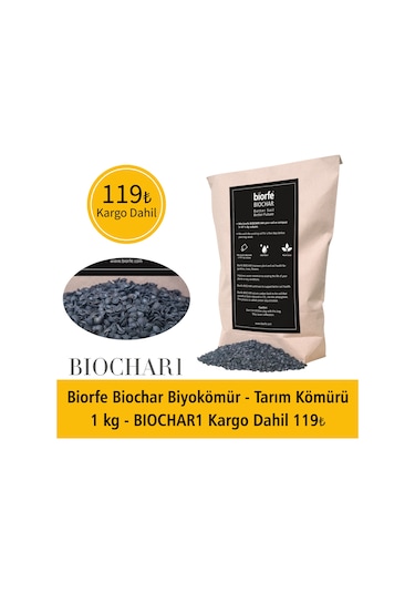 Biorfe Biochar Biyokömür Tarım Kömürü 1 KG