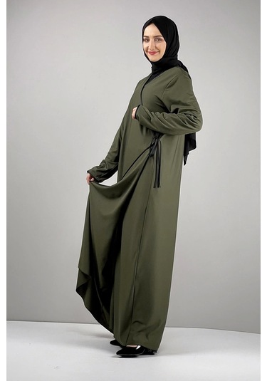 Moda Çizgi Namaz Elbisesi Haki