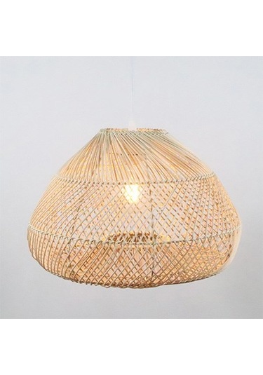 Panalı Dekoratif Doğal Rattan Sarkıt Avize 41 X 26 Kahve - Bej