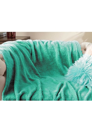 Mulberry Wellsoft Peluş Polar Televizyon Battaniyesi Çift Kişilik 220x230 Mint Yeşili