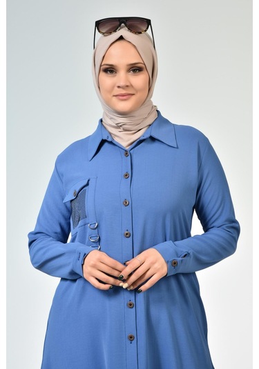 Ferace Buyuk Beden Tunik Tesettur Kadin Ayrobin Kumas 001