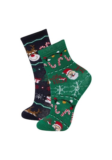 DeFacto Erkek Çocuk Yılbaşı Temalı 2'li Pamuklu Uzun Çorap E2766A8NSKR1 DeFacto Erkek Çocuk Yılbaşı Temalı 2'li Pamuklu Uzun Çorap E2766A8NSKR1