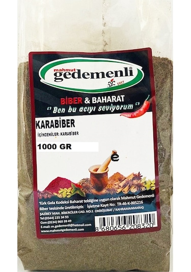 Gedemenli Karabiber Toz 1 KG