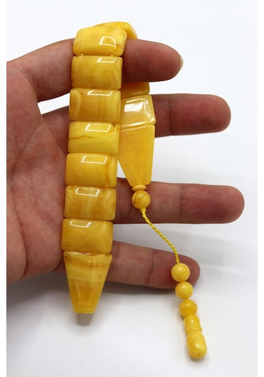 Sarı Hareli Toz Kehribar Balık Tesbih 201024383