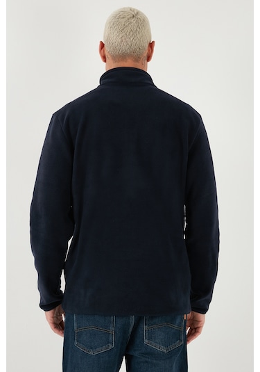 Buratti Regular Fit Anti-Pilling Tüylenme Yapmayan Dik Yaka Kalın Kışlık Şardonlu Erkek Polar 5896700 Lacivert