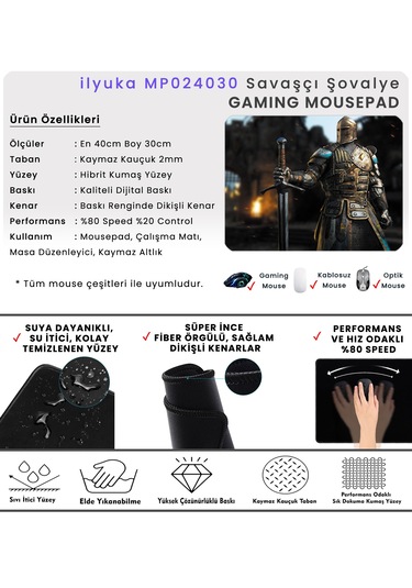 40x30cm Gaming Oyuncu Mousepad Savaşçı Samuray Mp024030