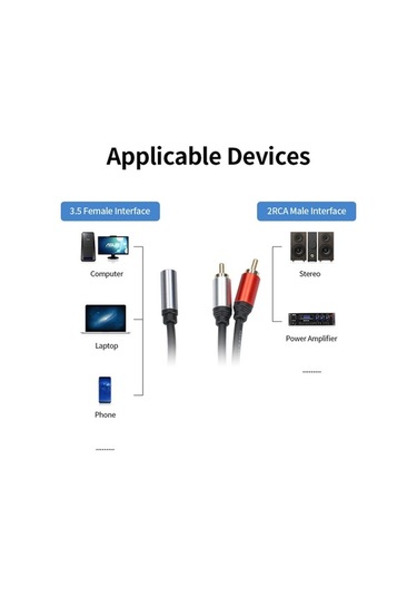 Fortunelane Kahverengi 0.3m 3.5mm Dişi Çift Rca Erkek Ses Kablosu - Mikser Av Amfi İçin Net Ses İletimi