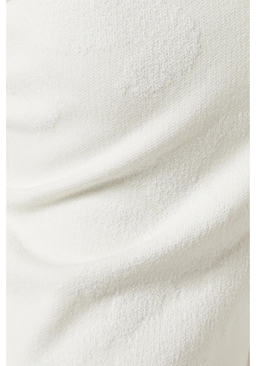 Marella Textured Cotton - Knit Pants, Dokulu, Elastik Bel Ve Modern Günlük Stil Beyaz