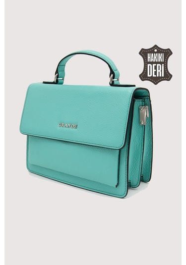 Hakiki Deri Kadın El Çantası Turkuaz Smr9022 Turkuaz