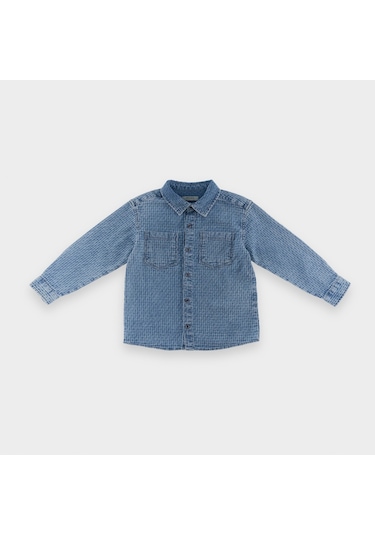 Panço Erkek Çocukdüğmeli Denim Gömlek Mavi 2411bk06002-4251 001