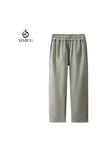 Erkek Rahat Bol Spor Pantolon Düz Renk İlkbahar Sonbahar Kış Erkek Pantolonu Yeşil