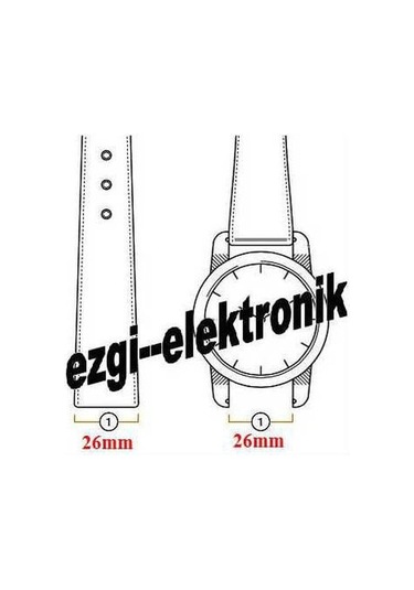 Bizon Siyah Deri Saat Kordonu 26Mm Diesel Model Spor Saat Kayışı