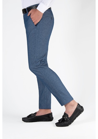 Açık Mavi Slim Fit Pamuklu İtalyan Kesim Pantolon Açık Mavi