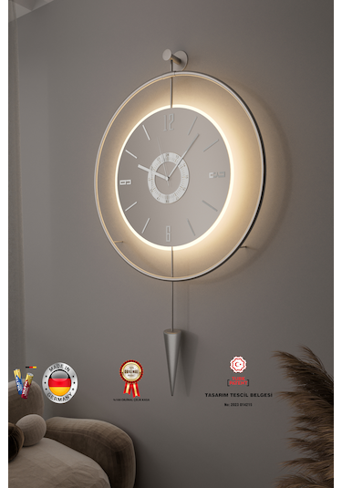 Kadranlı-masippi Mat Gümüş 50x90cm-pilli Led-mobilya Duvar Saati