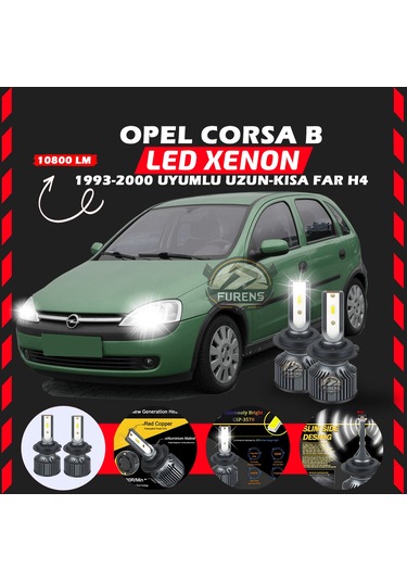 Opel Corsa B 1993-2000 Uzun - Kısa Uyumlu Şimşek Etkili Led Xenon Premium Series H4