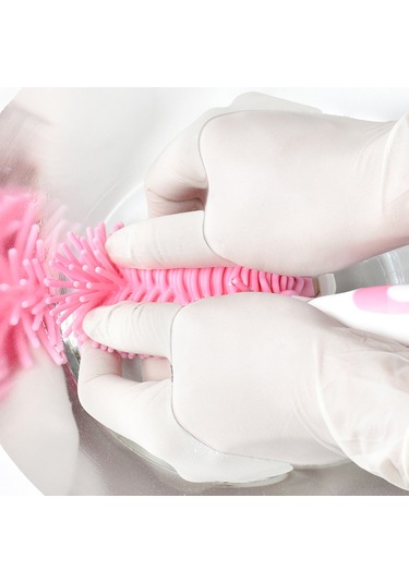 Neevoyu Pembe Silikon Biberon Fırçası Seti - Nylon Emzik Temizleyici, S Şekli Ve 360 Döndürme, Sürekli Konumlandırma İçin Alttan Emici Cup