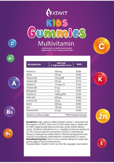 Atavit Kids Multivitamin 60 Gummies 3 Adet