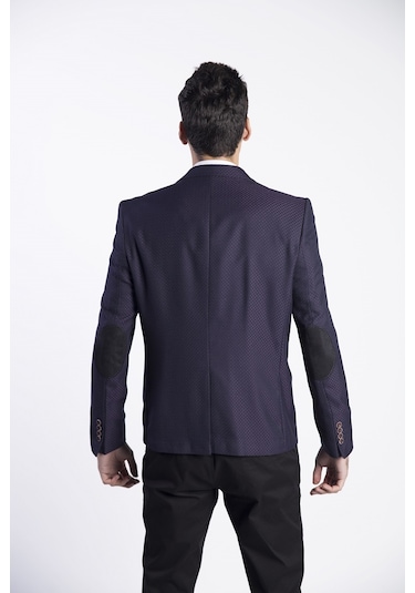 Sposo G-207 Dar Kalıp Desenli Mor Erkek Blazer Ceket Mor