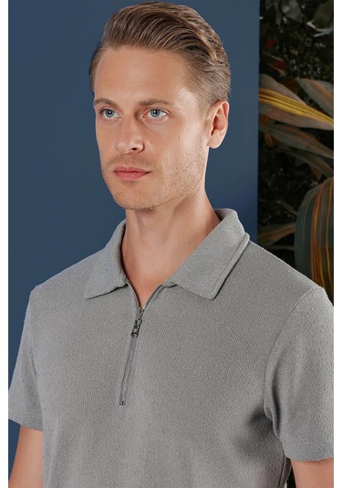 Ts 871 Slim Fit Gri Spor T-shirt Gri