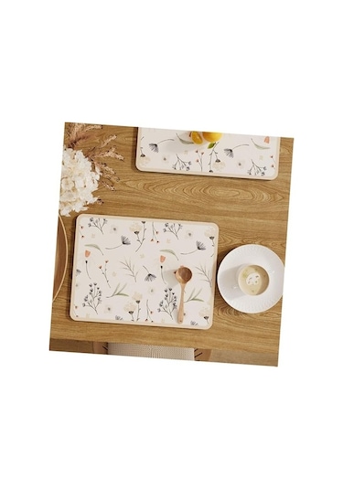 Çiçekli Kaymaz Servis Matı Çok Renkli