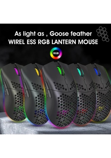 Besthome1 24g Kablosuz Rgb Faren, Sarj Edilebilir Pil, Petek Tasarım Beyaz Usb Fare, Sağ El İçin Rahatlık Diğer