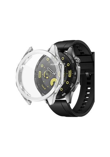 Huawei Watch Gt4 46mm Uyumlu Kasa Ekran Koruyucu 360 Tam Koruma Kılıf Kapak Şeffaf