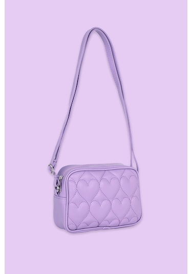 İcone Bag Icone Çocuk Kalp Kapitone Detaylı Omuz Çantası Lila