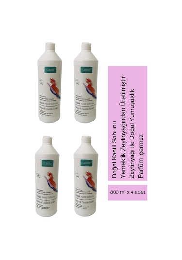 Castile Doğal Kastil Zeytinyağı Bitkisel Sıvı Sabun 4 x 800 ML