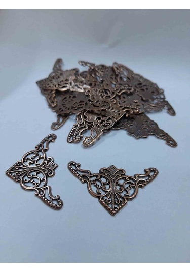 Büyük Boy Kutu Sandık Kapak Köşe Süsleme Takımı Çivili 4 Adet Oksit Renk