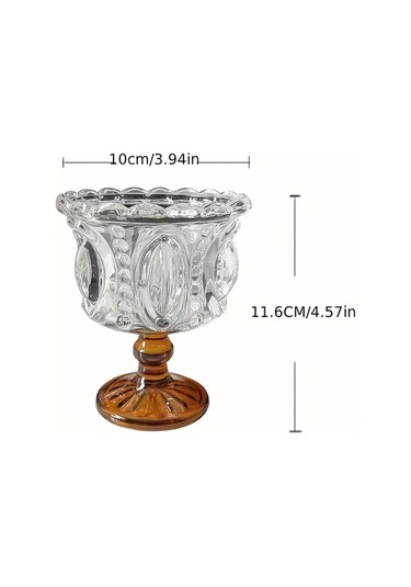 Maxaccess Siyah Noktalı 2'li Kehribar Retro Cam Dondurma Kaseleri - Yeniden Kullanılabilir Geri Dönüşümlü