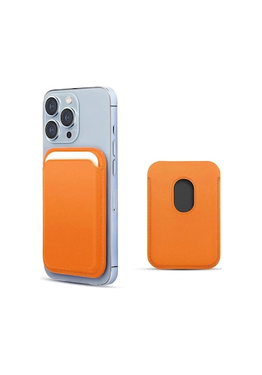 Forzacase İphone Tüm Modeller İle Uyumlu Magsafe Özellikli Manyetik Deri Cüzdan Kartlık - Fc098 Turuncu