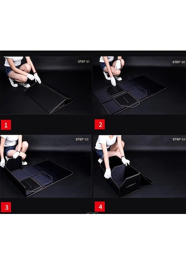 Otomobil Bagaj Organizeri Siyah Deri Bagaj Kutu Çanta Büyük Boy Siyah