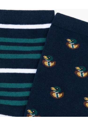 Gloria Jeans 2 Çift Baskılı Lacivert Çoraplar 411692023 Mavi