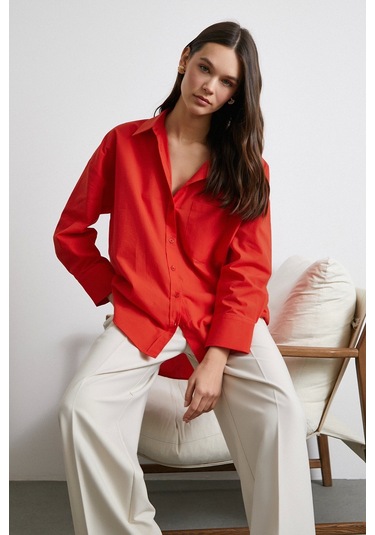 Must Have Poplin Gömlek Kırmızı Kırmızı