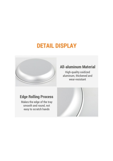 Mufunye Aluminium Alüminyum Çelik Tabağı, Yemek Servis Tabağı - Yiyecek Depolama İçin Uygun Gümüş