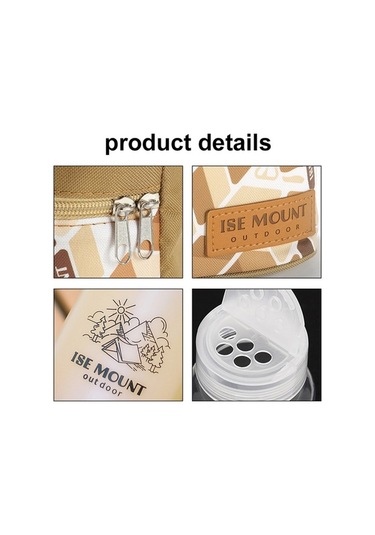 Tongxida 7 Parça Baharat Saklama Seti - 3 Plastik Şişe + 4 Cam Kavanoz - Taşınabilir Oxford Kumaş Çanta Yeşil Yeşil