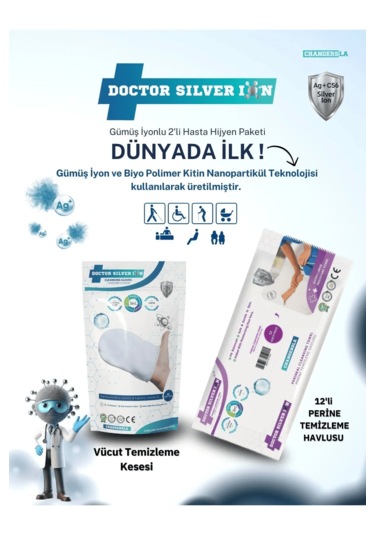Doctor Silver Ion Gümüş İyonlu Hasta Hijyen Vücut Temizleme Kesesi + Perine Islak Mendili 12'li