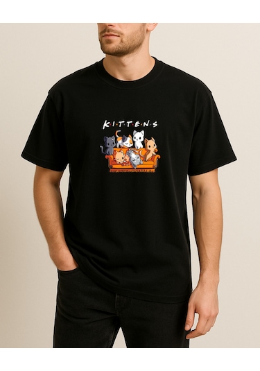 Hugo Boss Kittens Baskılı T-shirt Siyah
