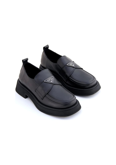 Albini A-10553 Kadın Deri Oxford Ayakkabı Siyah