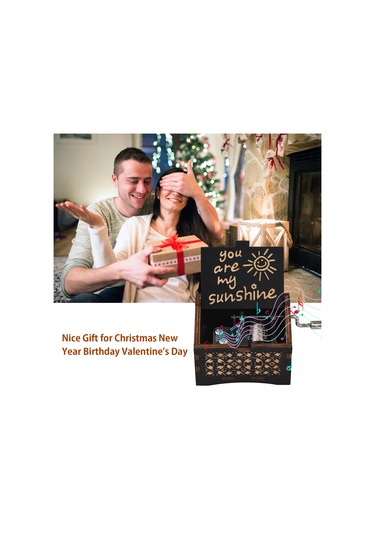 Geeroyoo Klasik Ahşap Oynatma Kutusu, "you Are My Sunshine" Melodili, Elden Çevirilen Dekoratif Heykel Siyah Siyah