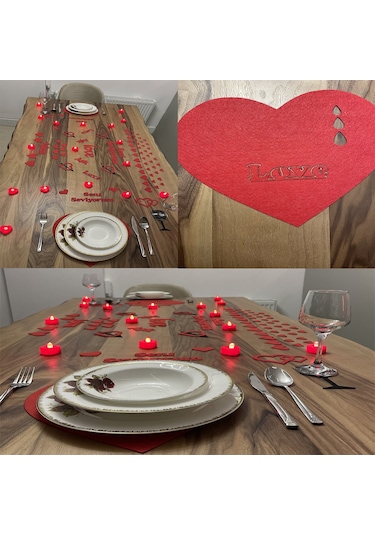 82 Parça Romantik Doğum Günü Masa Süslemesi Keçe Seti Evlilik Tek